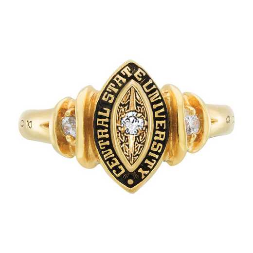 Salem State University Women's Duet Ring with Diamond and Birthstone